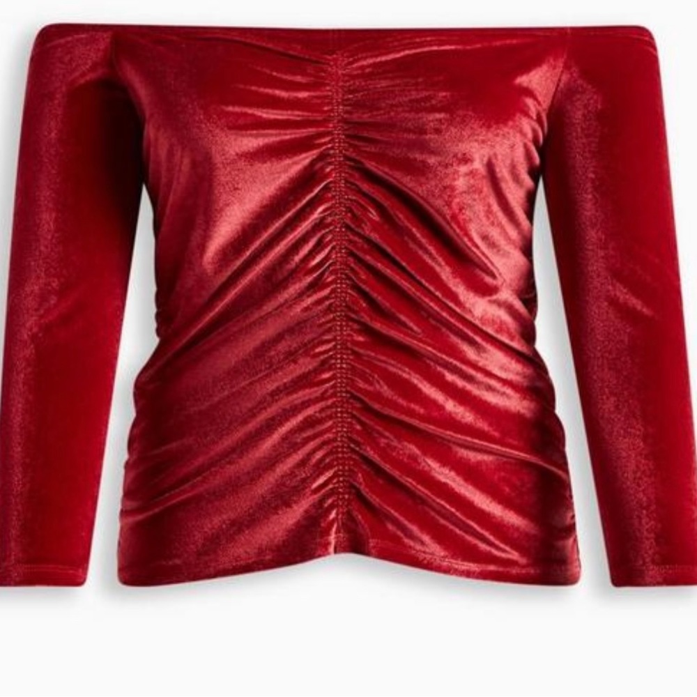 Torrid Stretch velvet shirred from off the shoulder top